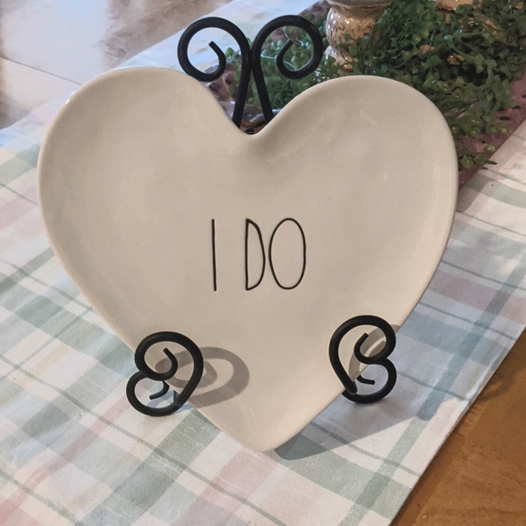 Heart plate I DO Stoneware Rae Dunn Wedding Love Anniversary Candle Tray Display - Picture 4 of 4